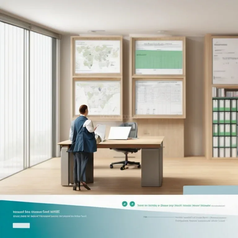 Büro und Unterlagen zur Grundstücksdokumentation